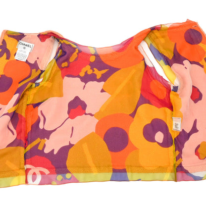 Chanel 2000 Tweed Silk Tank Top Orange #40