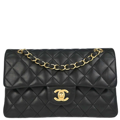 Chanel Black Lambskin Small Classic Double Flap Shoulder Bag