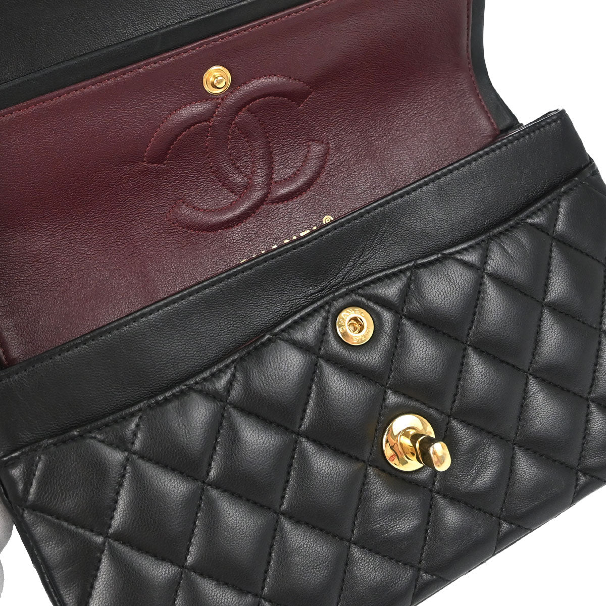 Chanel Black Lambskin Small Classic Double Flap Shoulder Bag