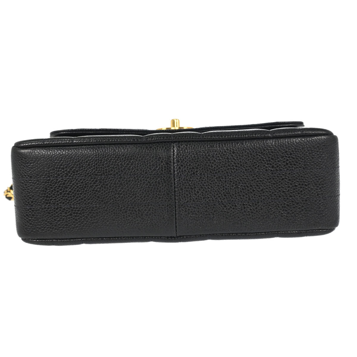 Chanel 1994-1996 Black Caviar Skin Mademoiselle Straight Flap Shoulder Bag