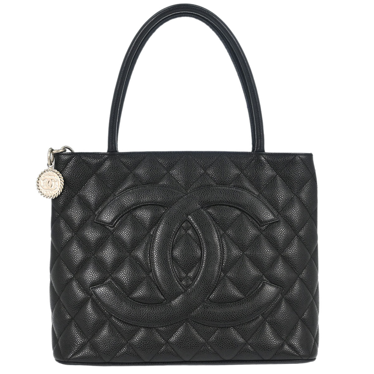 Chanel 2005-2006 Black Caviar Skin Medallion Tote Handbag