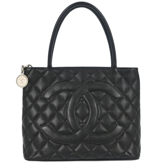 Chanel 2005-2006 Black Caviar Skin Medallion Tote Handbag