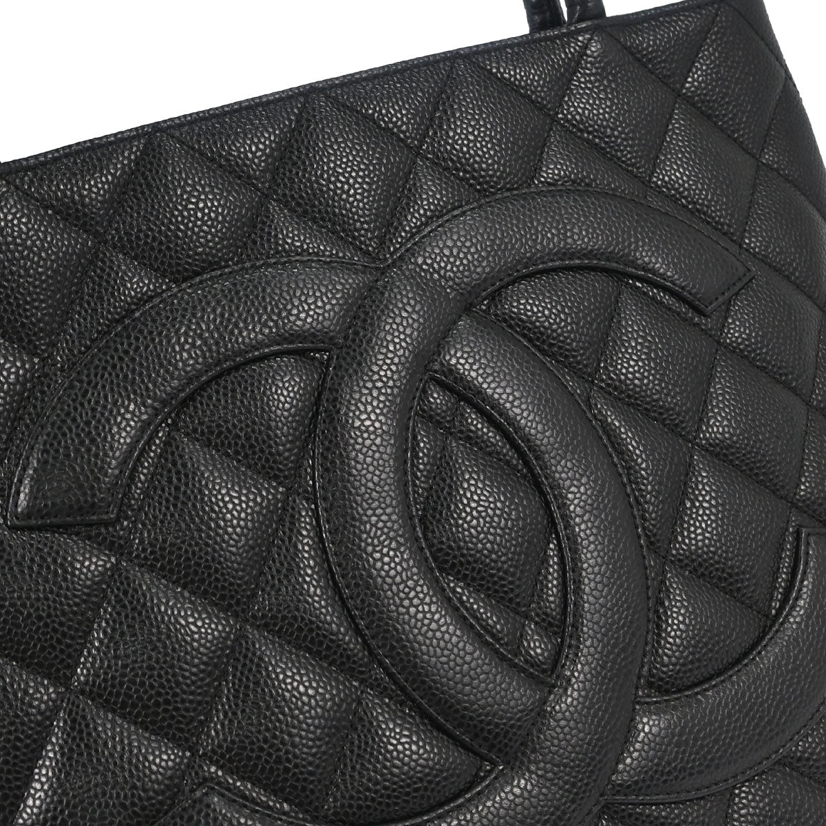 Chanel 2005-2006 Black Caviar Skin Medallion Tote Handbag