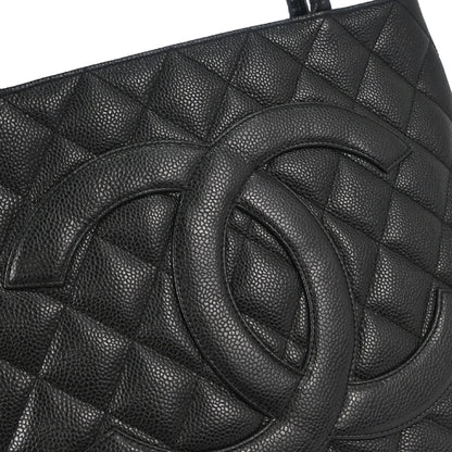 Chanel 2005-2006 Black Caviar Skin Medallion Tote Handbag