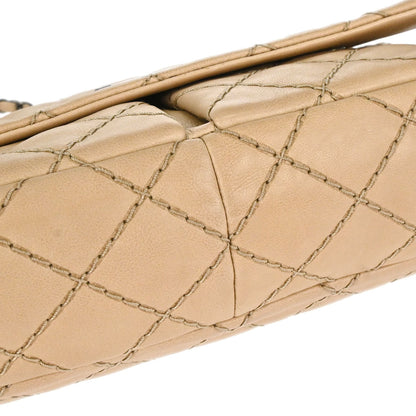Chanel 2013-2014 Beige Calfskin Natural Beauty Split Pocket Flap Bag