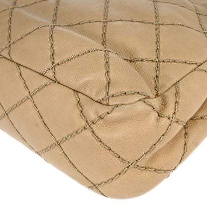Chanel 2013-2014 Beige Calfskin Natural Beauty Split Pocket Flap Bag