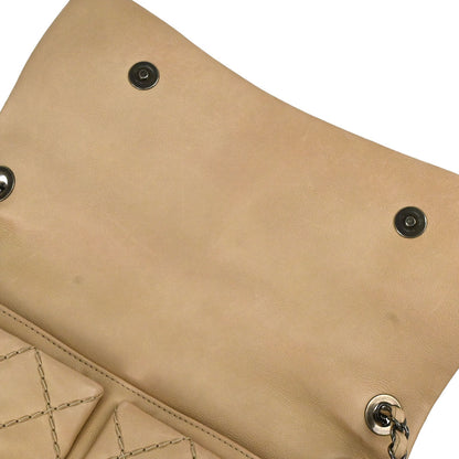 Chanel 2013-2014 Beige Calfskin Natural Beauty Split Pocket Flap Bag