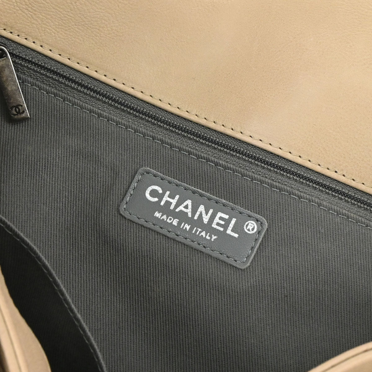Chanel 2013-2014 Beige Calfskin Natural Beauty Split Pocket Flap Bag