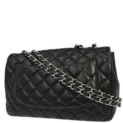 Chanel Black Lambskin Jumbo Classic Flap Shoulder Bag
