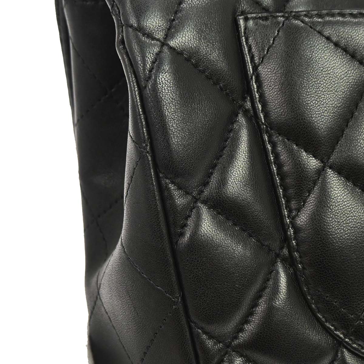Chanel Black Lambskin Jumbo Classic Flap Shoulder Bag