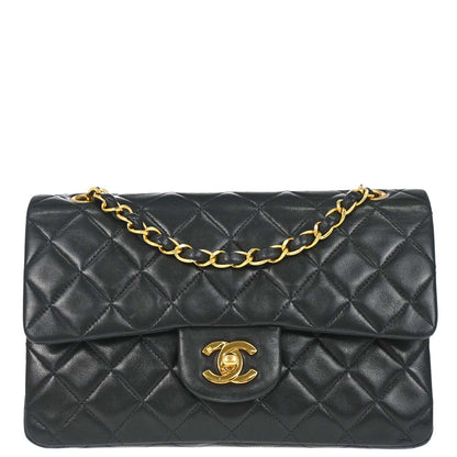 Chanel 1996-1997 Black Lambskin Small Classic Double Flap Shoulder Bag