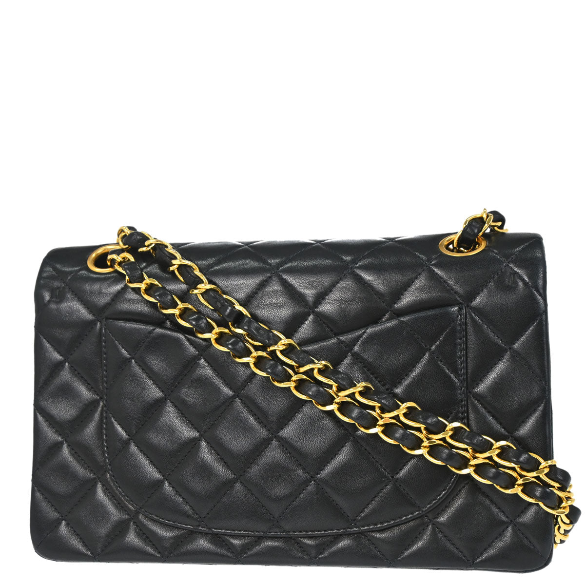 Chanel 1996-1997 Black Lambskin Small Classic Double Flap Shoulder Bag