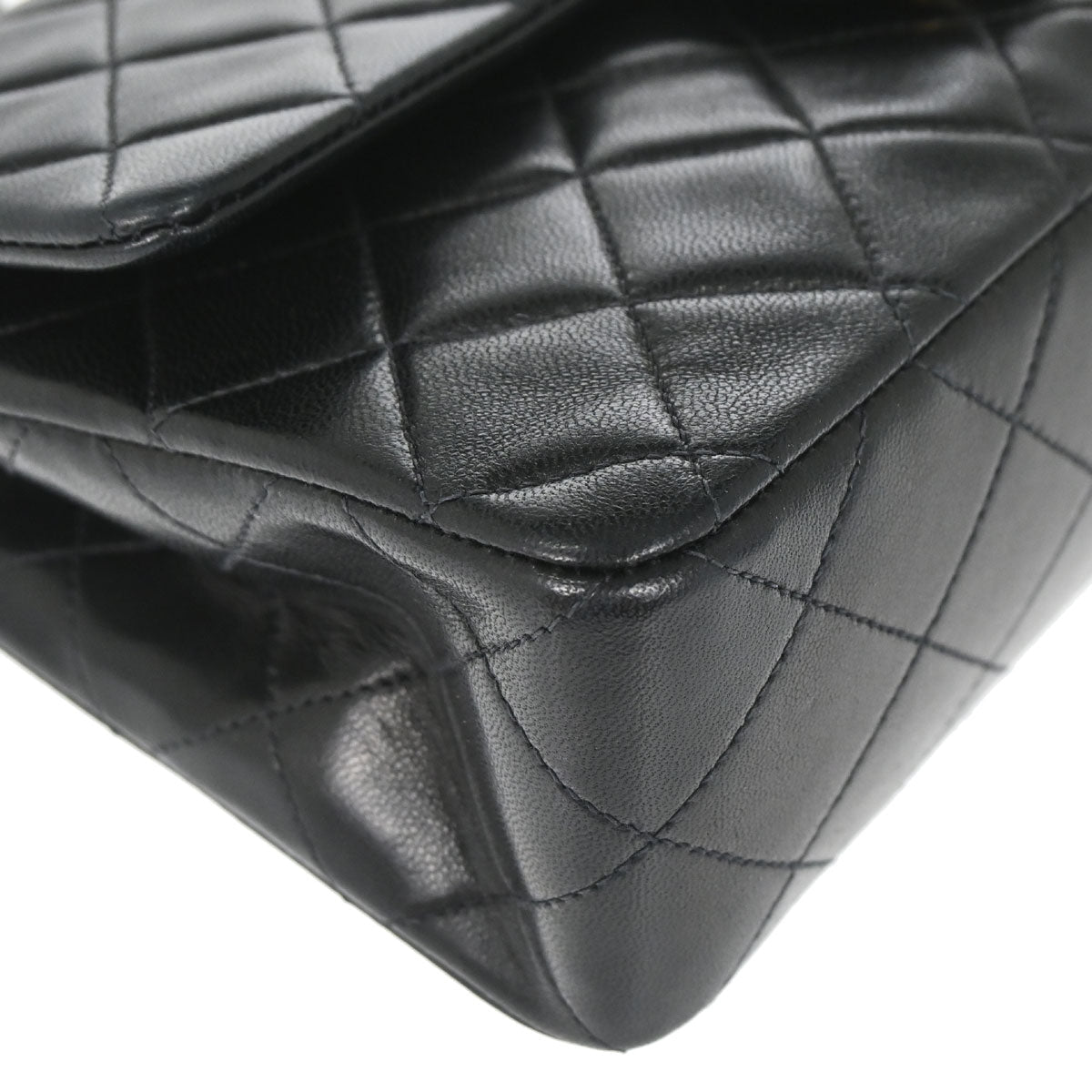 Chanel 1996-1997 Black Lambskin Small Classic Double Flap Shoulder Bag