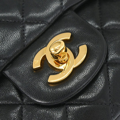 Chanel 1996-1997 Black Lambskin Small Classic Double Flap Shoulder Bag