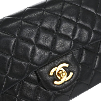 Chanel 1996-1997 Black Lambskin Small Classic Double Flap Shoulder Bag