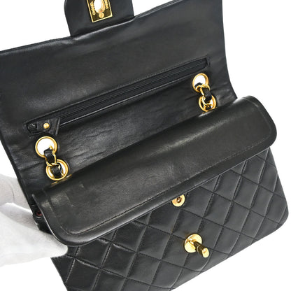 Chanel 1996-1997 Black Lambskin Small Classic Double Flap Shoulder Bag