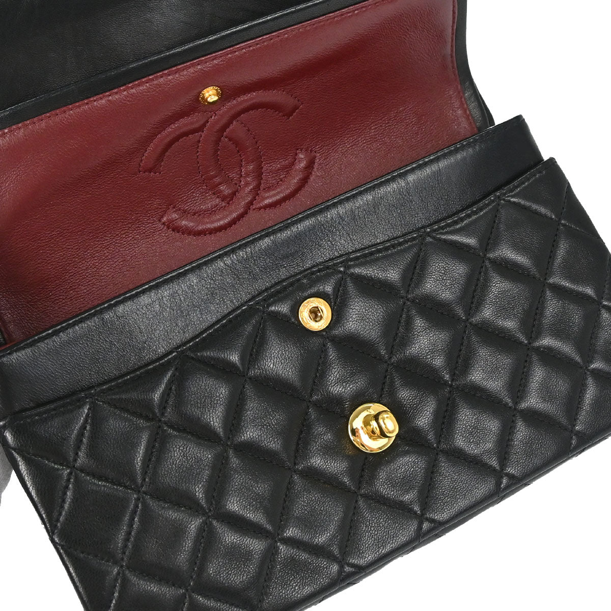 Chanel 1996-1997 Black Lambskin Small Classic Double Flap Shoulder Bag