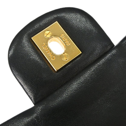 Chanel 1996-1997 Black Lambskin Small Classic Double Flap Shoulder Bag