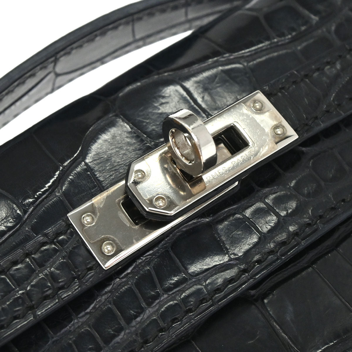 Hermes * Black Matt Alligator Kelly Pochette Handbag