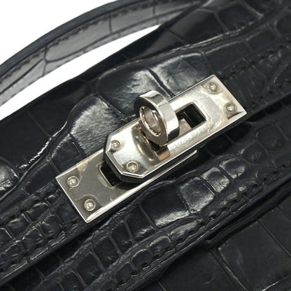 Hermes * Black Matt Alligator Kelly Pochette Handbag