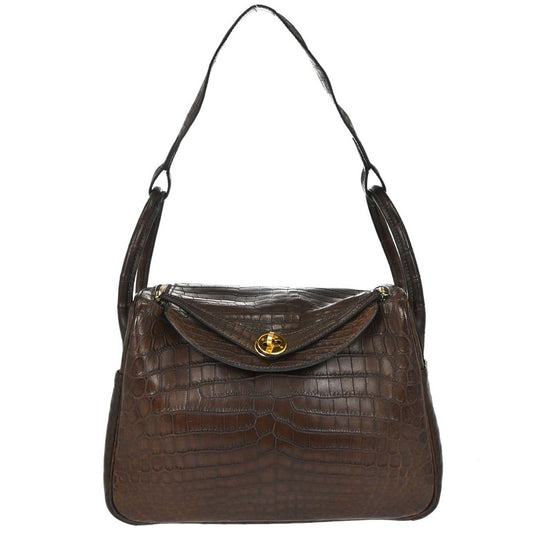 Hermes * Chocolat Matt Niloticus Lindy 30 Shoulder Bag