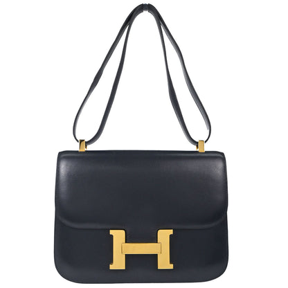 Hermes Blue Indigo Box Calf Constance 23 Shoulder Bag
