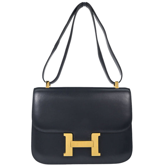 Hermes Blue Indigo Box Calf Constance 23 Shoulder Bag