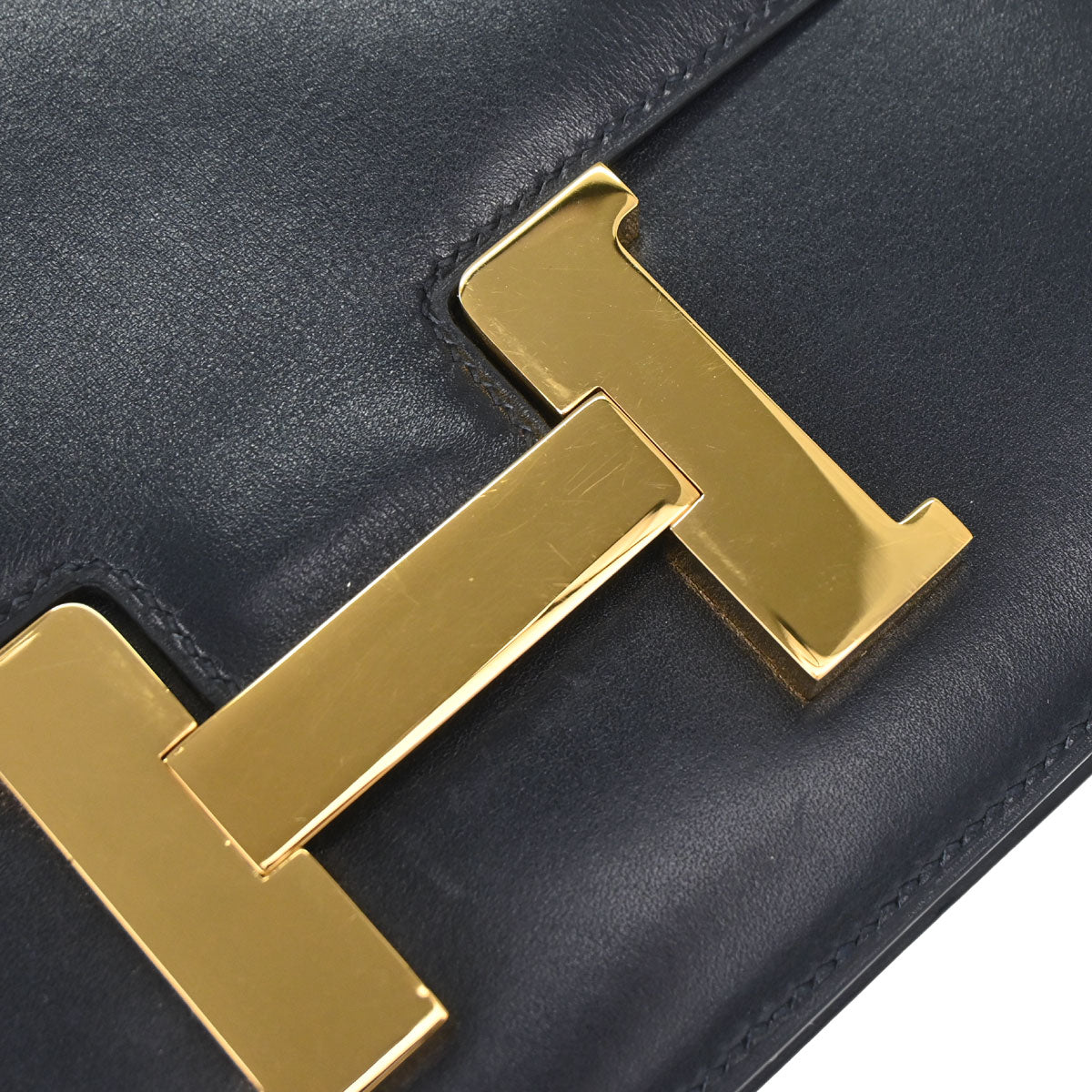 Hermes Blue Indigo Box Calf Constance 23 Shoulder Bag