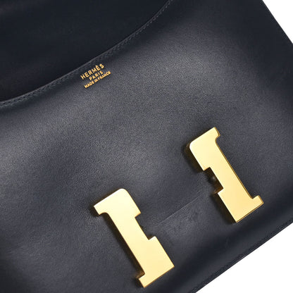 Hermes Blue Indigo Box Calf Constance 23 Shoulder Bag