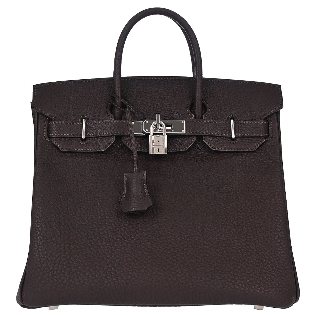 Hermes Marron Fonce Fjord Haut a Courroies 28 Handbag