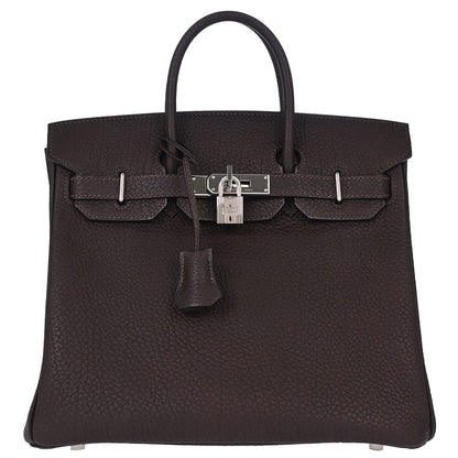 Hermes Marron Fonce Fjord Haut a Courroies 28 Handbag