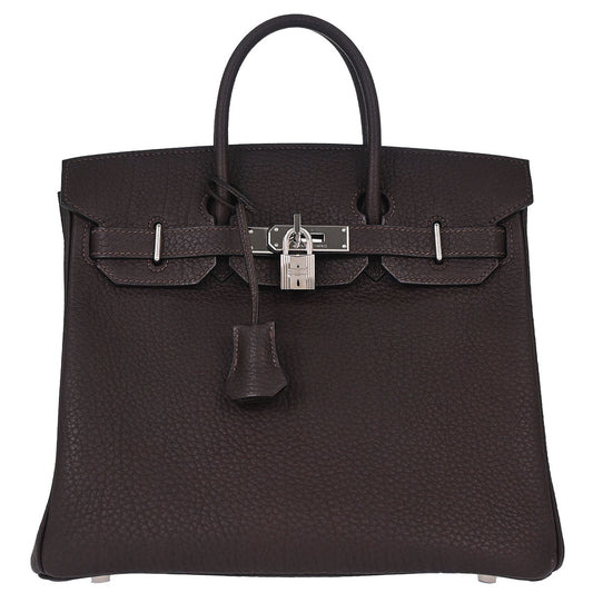 Hermes Marron Fonce Fjord Haut a Courroies 28 Handbag