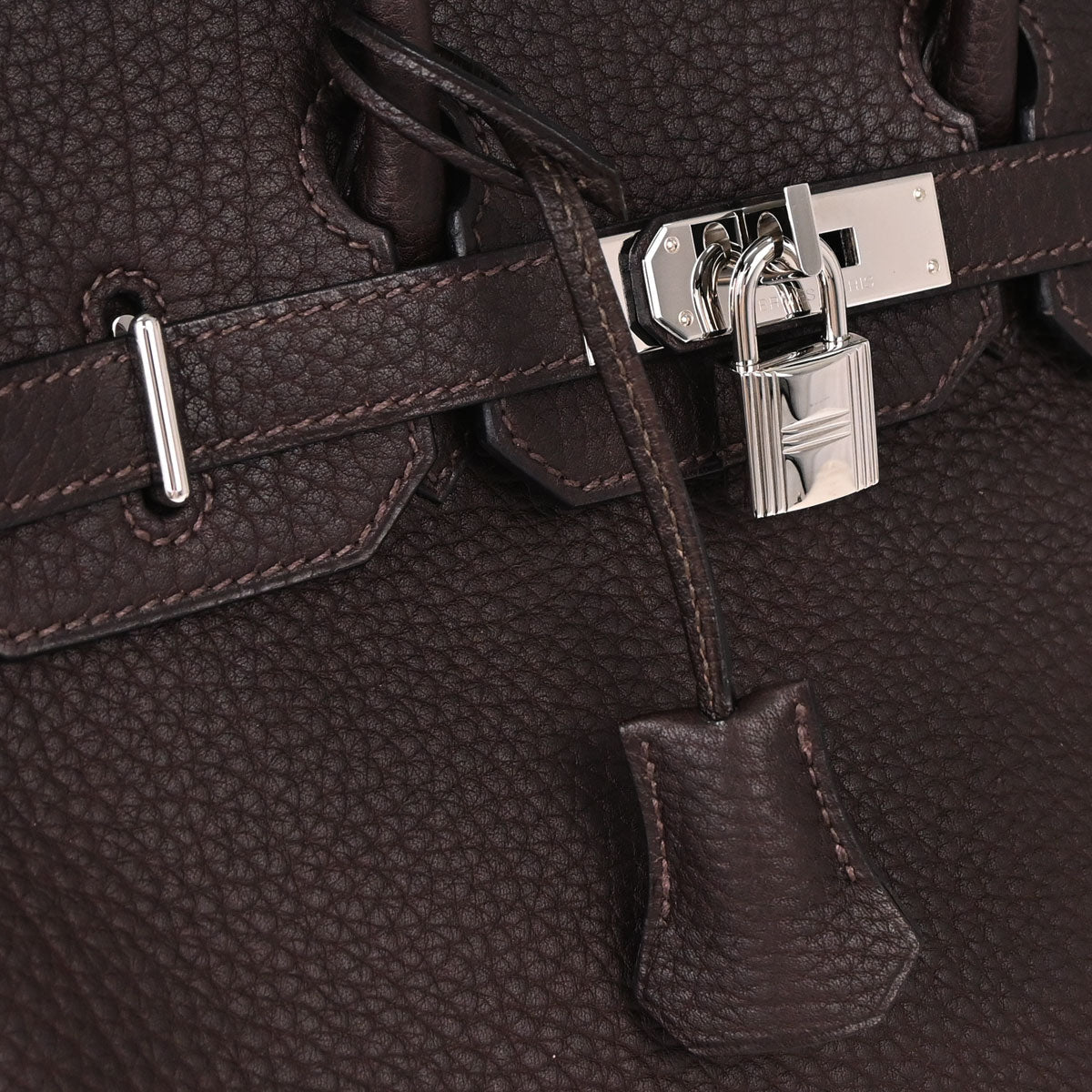 Hermes Marron Fonce Fjord Haut a Courroies 28 Handbag