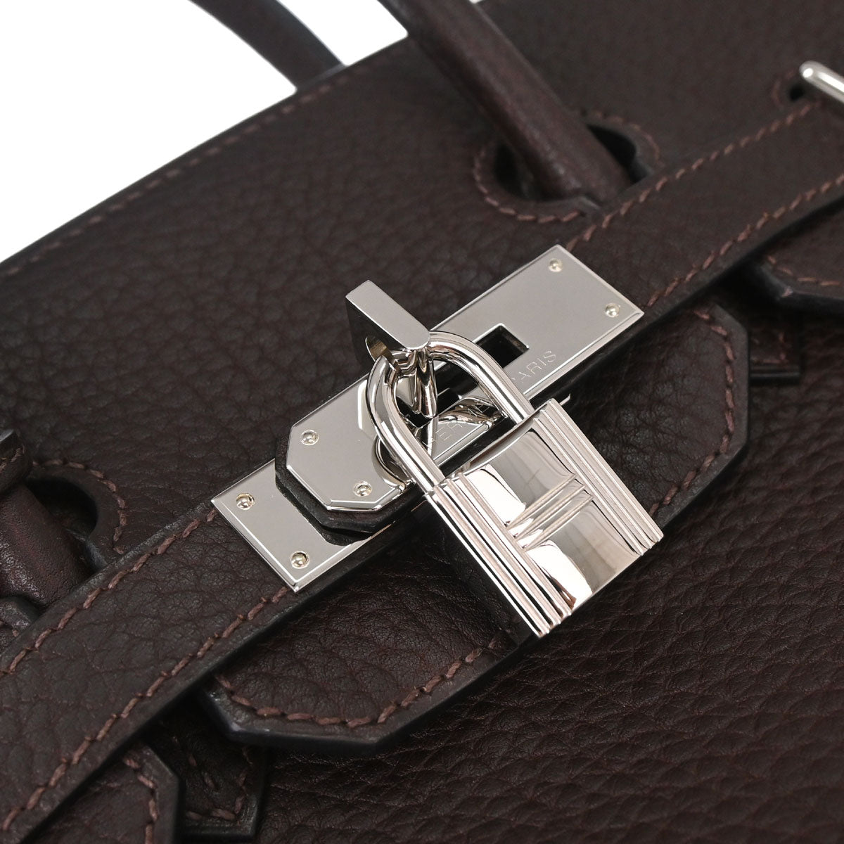 Hermes Marron Fonce Fjord Haut a Courroies 28 Handbag