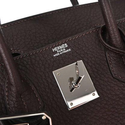 Hermes Marron Fonce Fjord Haut a Courroies 28 Handbag