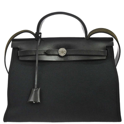 Hermes Black Toile Officier Herbag Zip PM 2way Shoulder Handbag