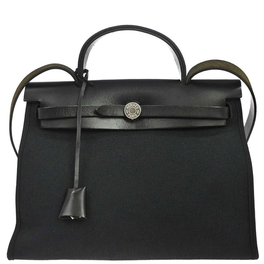 Hermes Black Toile Officier Herbag Zip PM 2way Shoulder Handbag