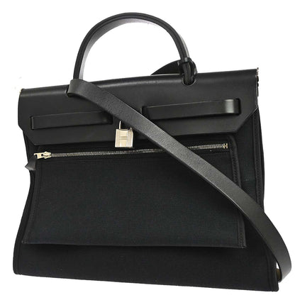 Hermes Black Toile Officier Herbag Zip PM 2way Shoulder Handbag