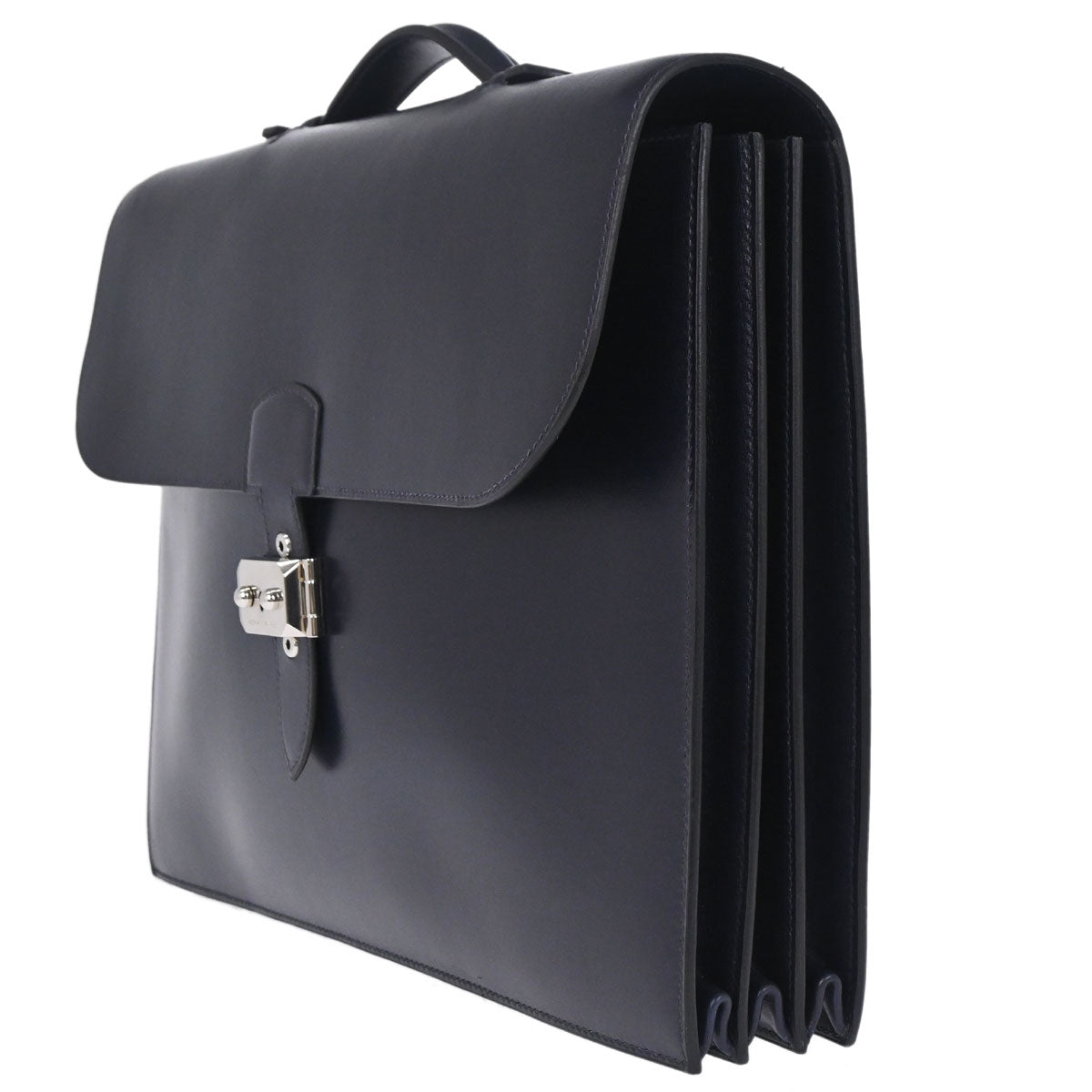 Hermes Blue Indigo Box Calf Sac a Depeches 38 Business Bag Handbag