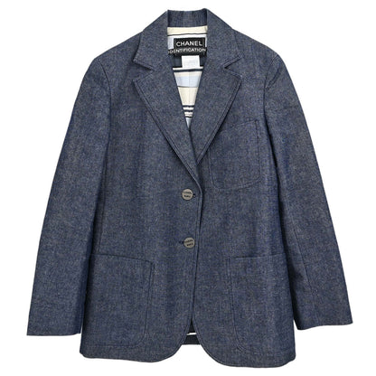 Chanel 2000 Single Breasted Denim Jacket Indigo #38