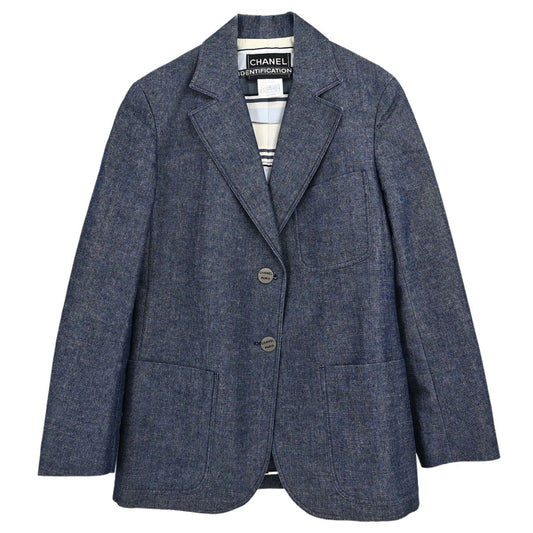 Chanel 2000 Single Breasted Denim Jacket Indigo #38