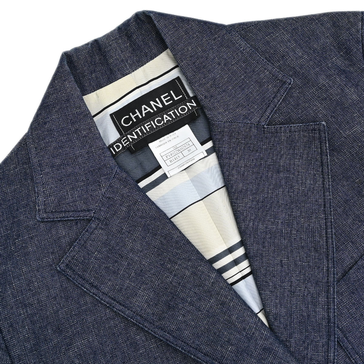 Chanel 2000 Single Breasted Denim Jacket Indigo #38