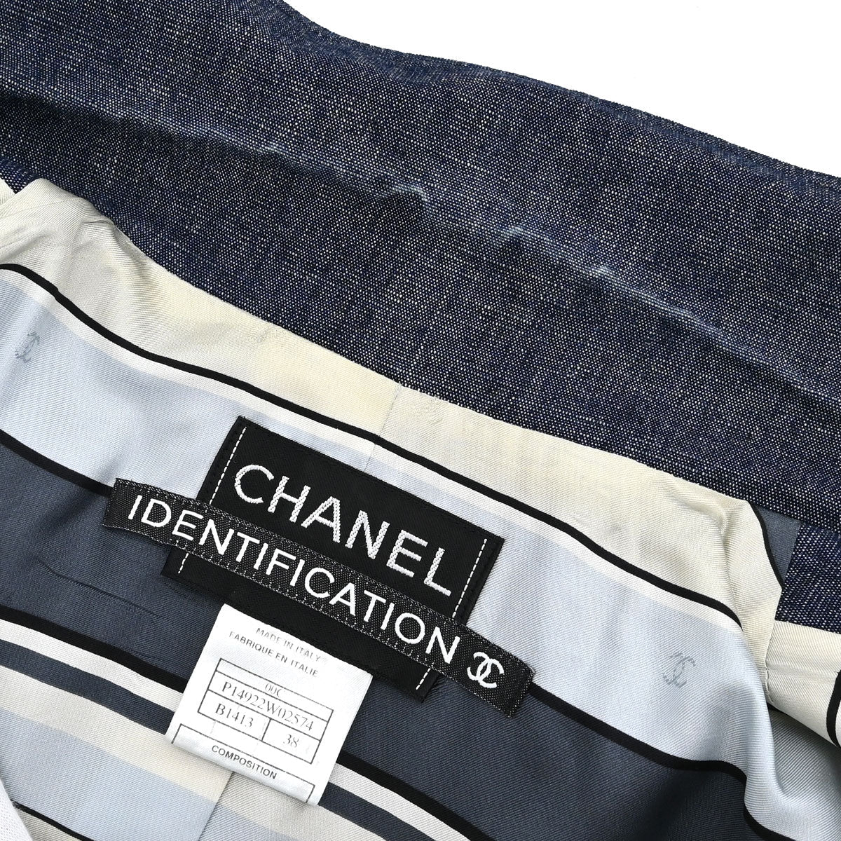 Chanel 2000 Single Breasted Denim Jacket Indigo #38