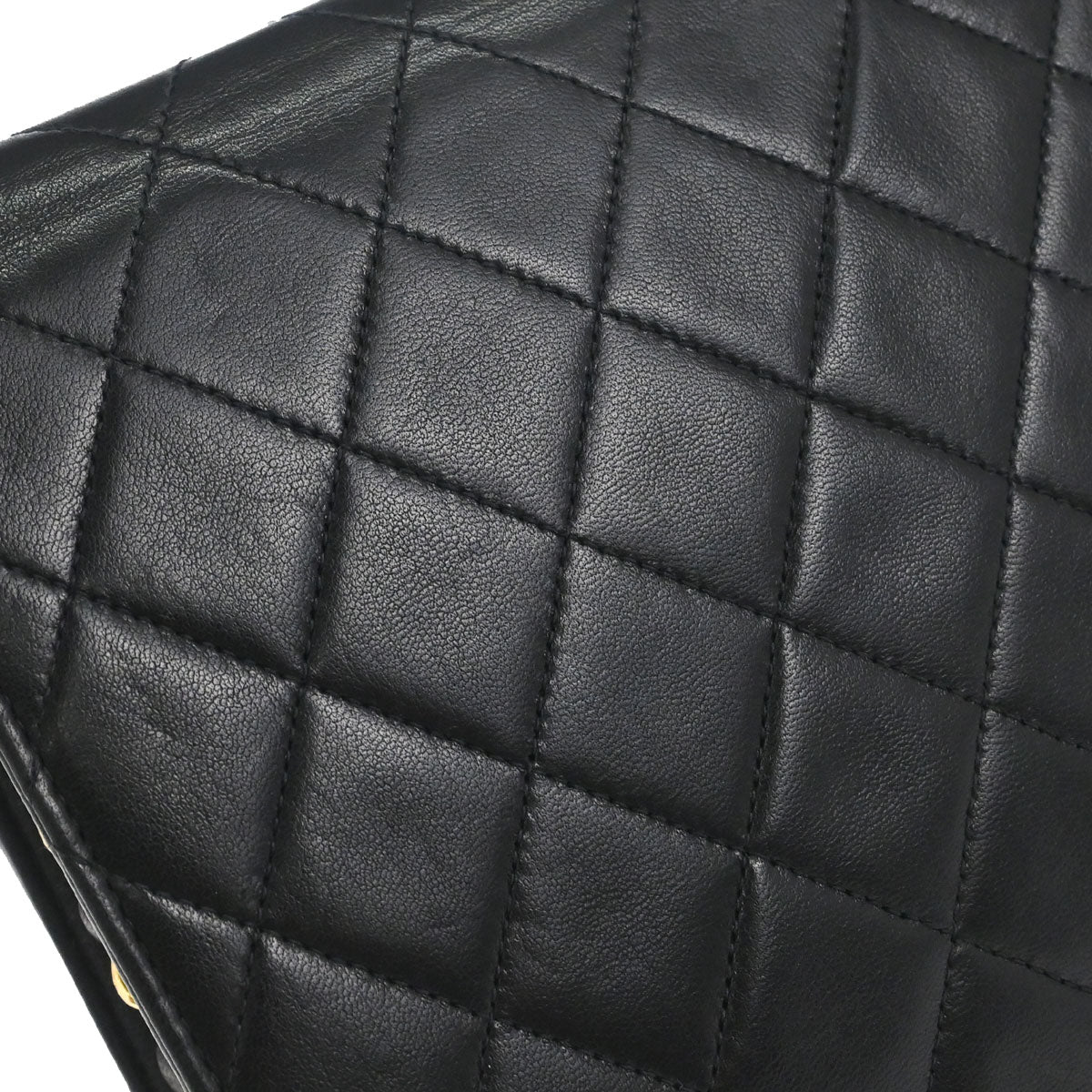 Chanel Black Lambskin Pushlock Medium Half Flap Shoulder Bag