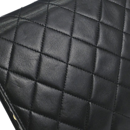 Chanel Black Lambskin Pushlock Medium Half Flap Shoulder Bag
