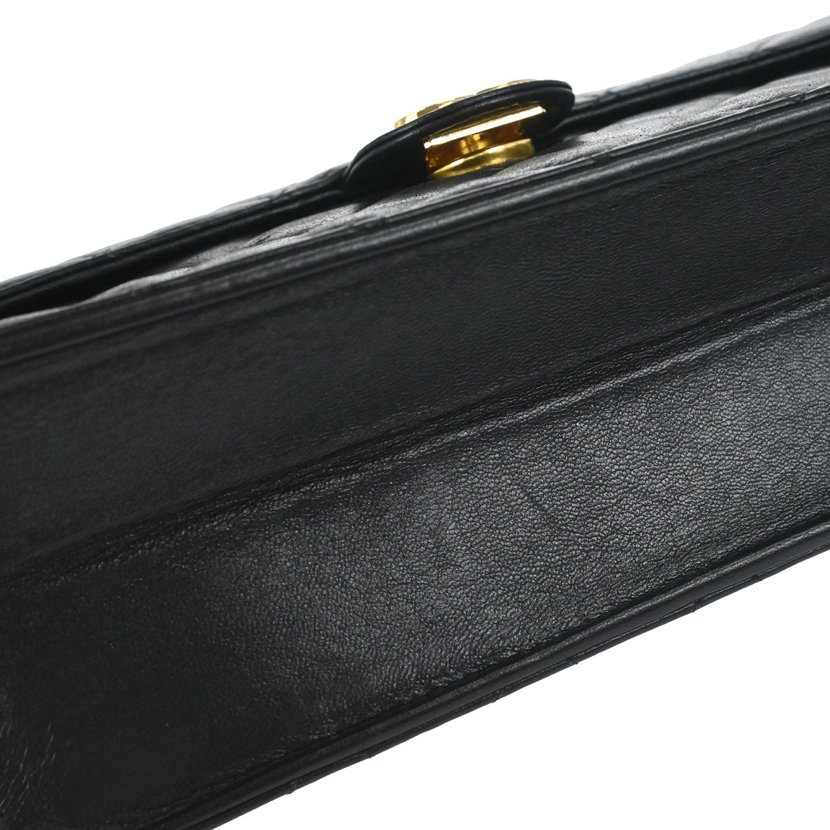 Chanel Black Lambskin Pushlock Medium Half Flap Shoulder Bag
