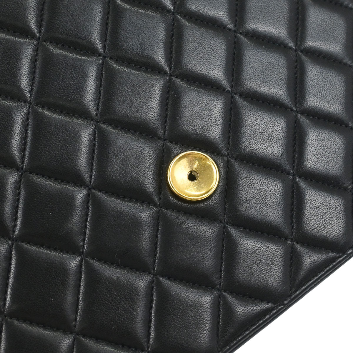 Chanel Black Lambskin Pushlock Medium Half Flap Shoulder Bag