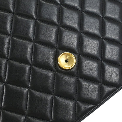 Chanel Black Lambskin Pushlock Medium Half Flap Shoulder Bag