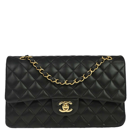 Chanel 2019 Black Lambskin Medium Classic Double Flap Shoulder Bag