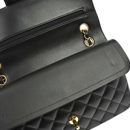 Chanel 2019 Black Lambskin Medium Classic Double Flap Shoulder Bag